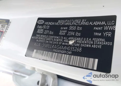 2021 Hyundai Elantra Se z USA, uszkodzony, nr VIN 5NPLL4AG6MH035268